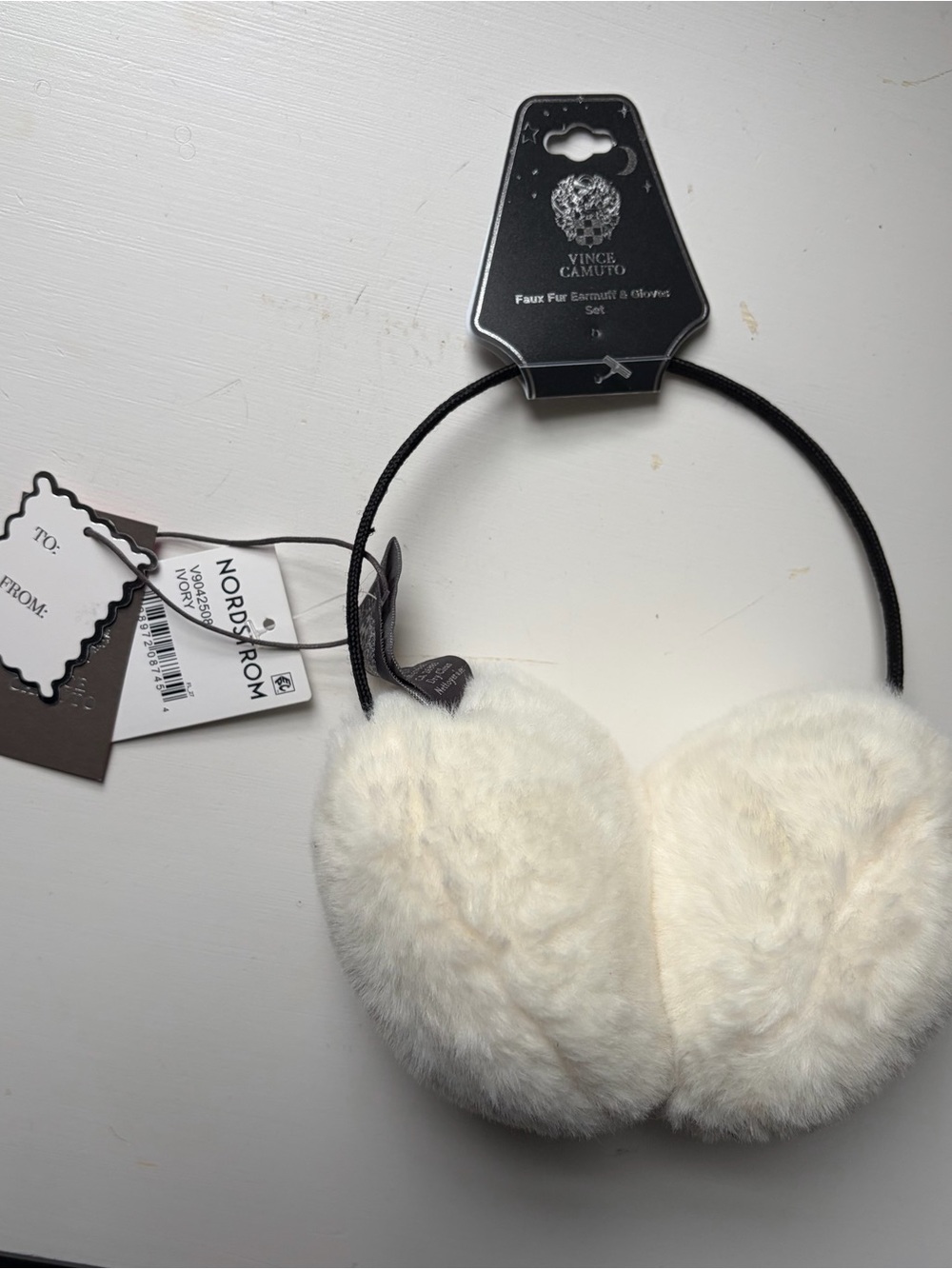 NWT Vince Camuto Nordstrom White Fluffy Ear Muffs Warmers O/S